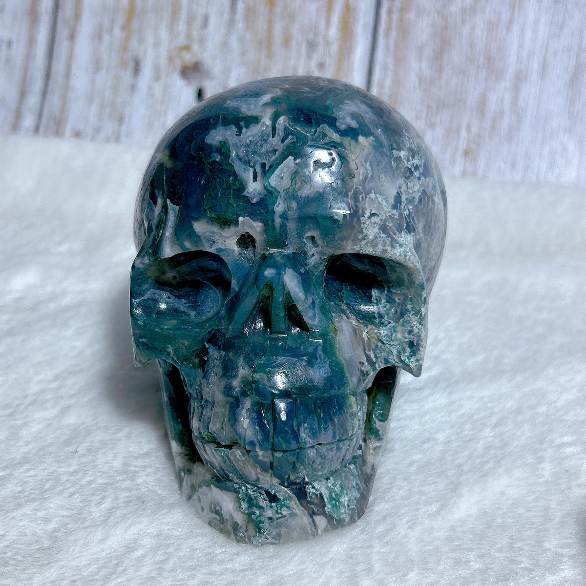 Green Moss Agate Skull-ToShay.org