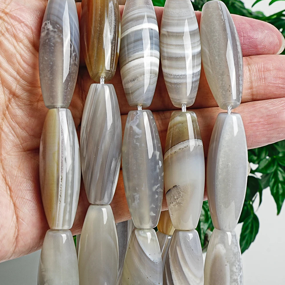 Grey Agate Rice Beads-ToShay.org