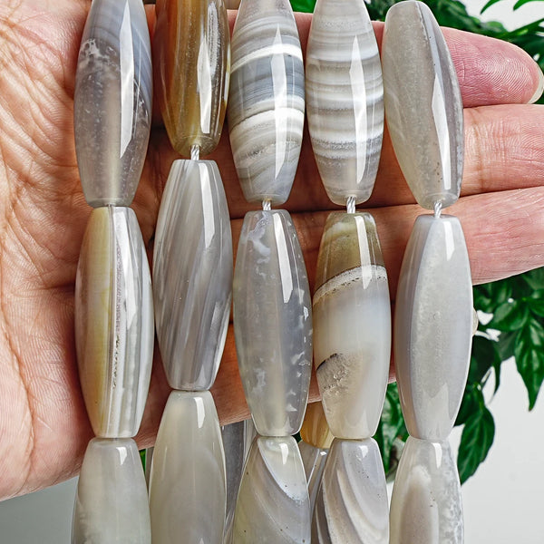 Grey Agate Rice Beads-ToShay.org