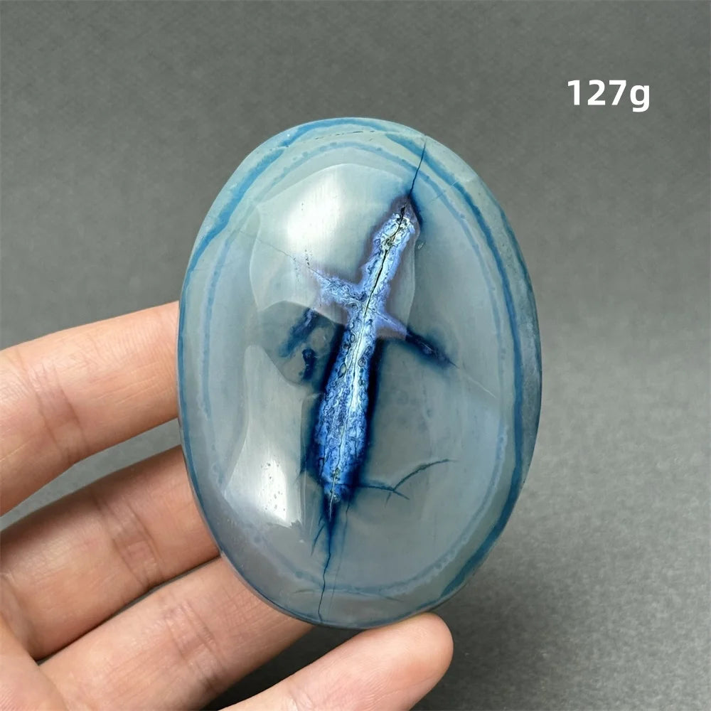 Blue Agate Palm Stone-ToShay.org