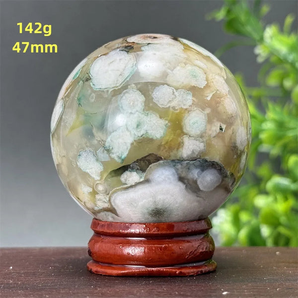 Green Cherry Blossom Agate Ball-ToShay.org