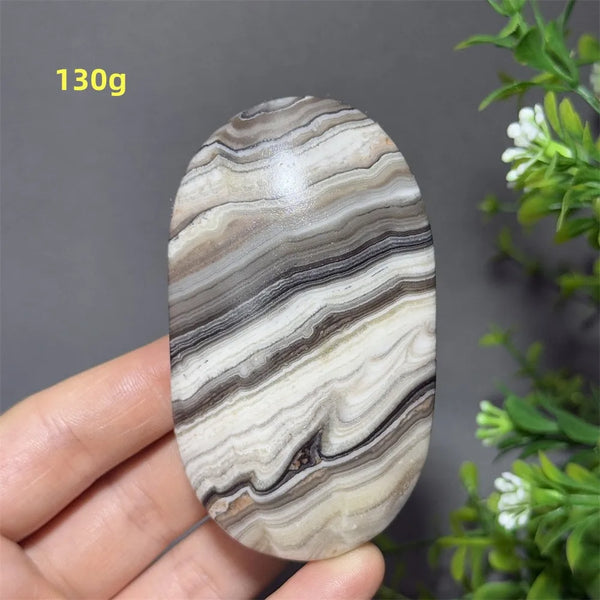 Grey Striped Calcite Palm Stone-ToShay.org