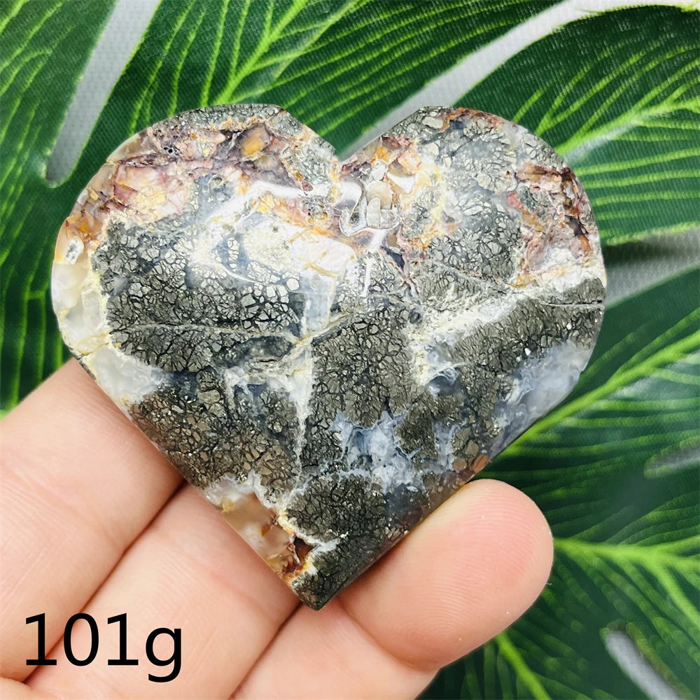 Yellow Chalcopyrite Agate Heart-ToShay.org