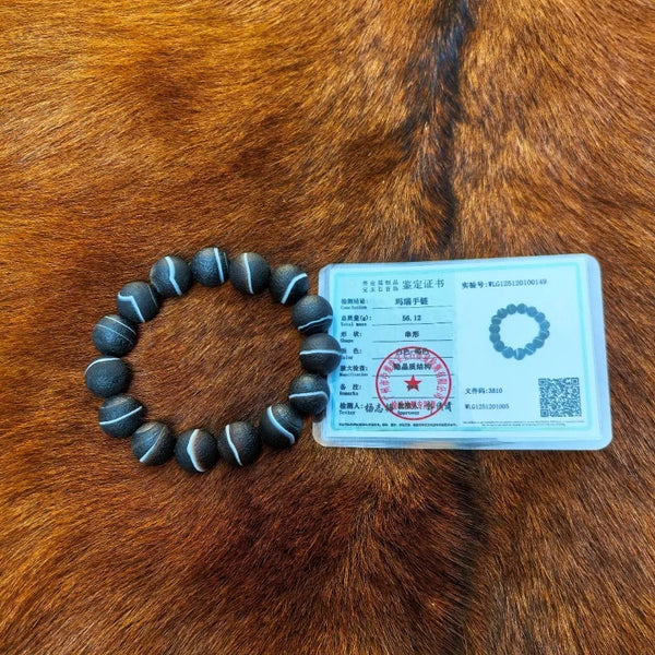 Black Matte Agate Dzi Bracelet-ToShay.org