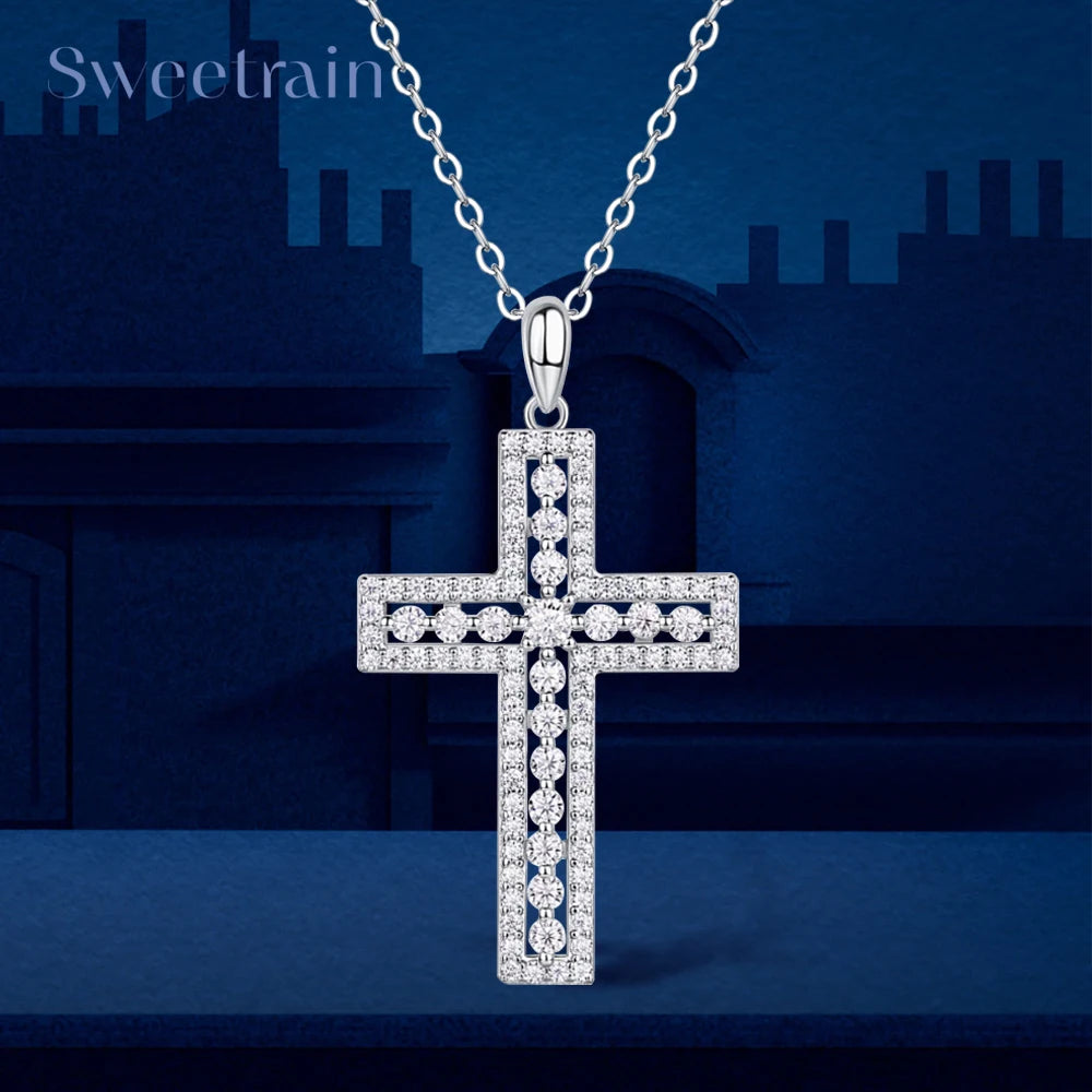Silver Diamond Cross Pendant-ToShay.org