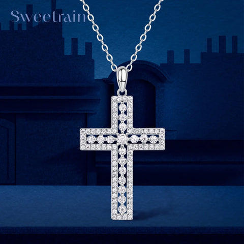 Silver Diamond Cross Pendant-ToShay.org