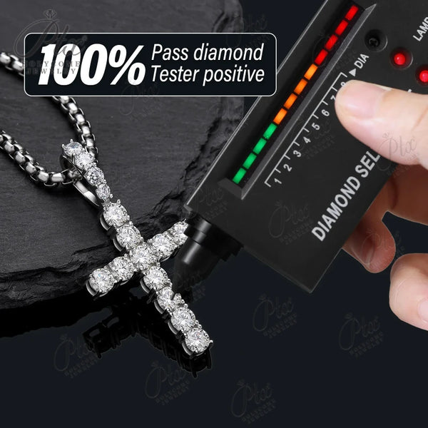 Silver Diamond Cross Pendant-ToShay.org