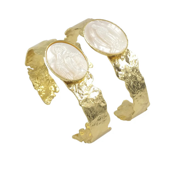 White Shell Cuff Bangle-ToShay.org