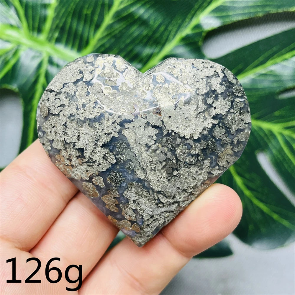 Yellow Chalcopyrite Agate Heart-ToShay.org