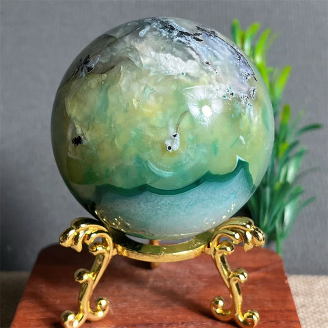 Green Purple Flower Agate Ball-ToShay.org