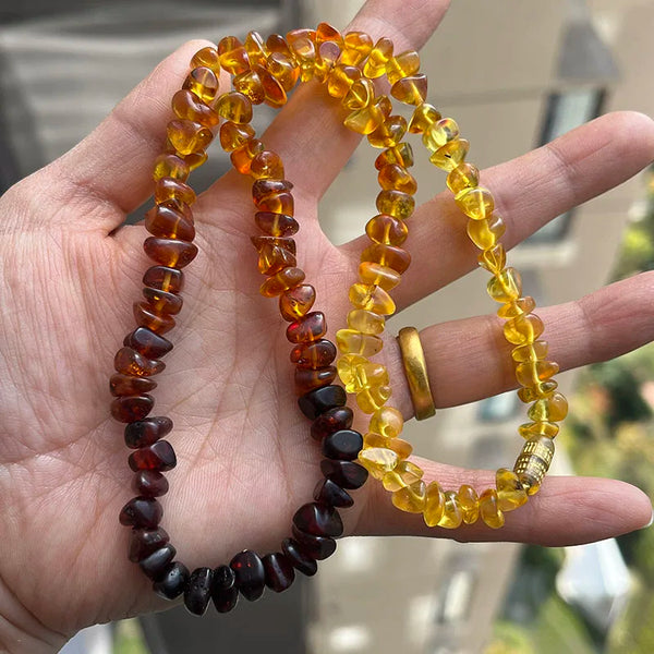 Yellow Amber Bead Necklace-ToShay.org