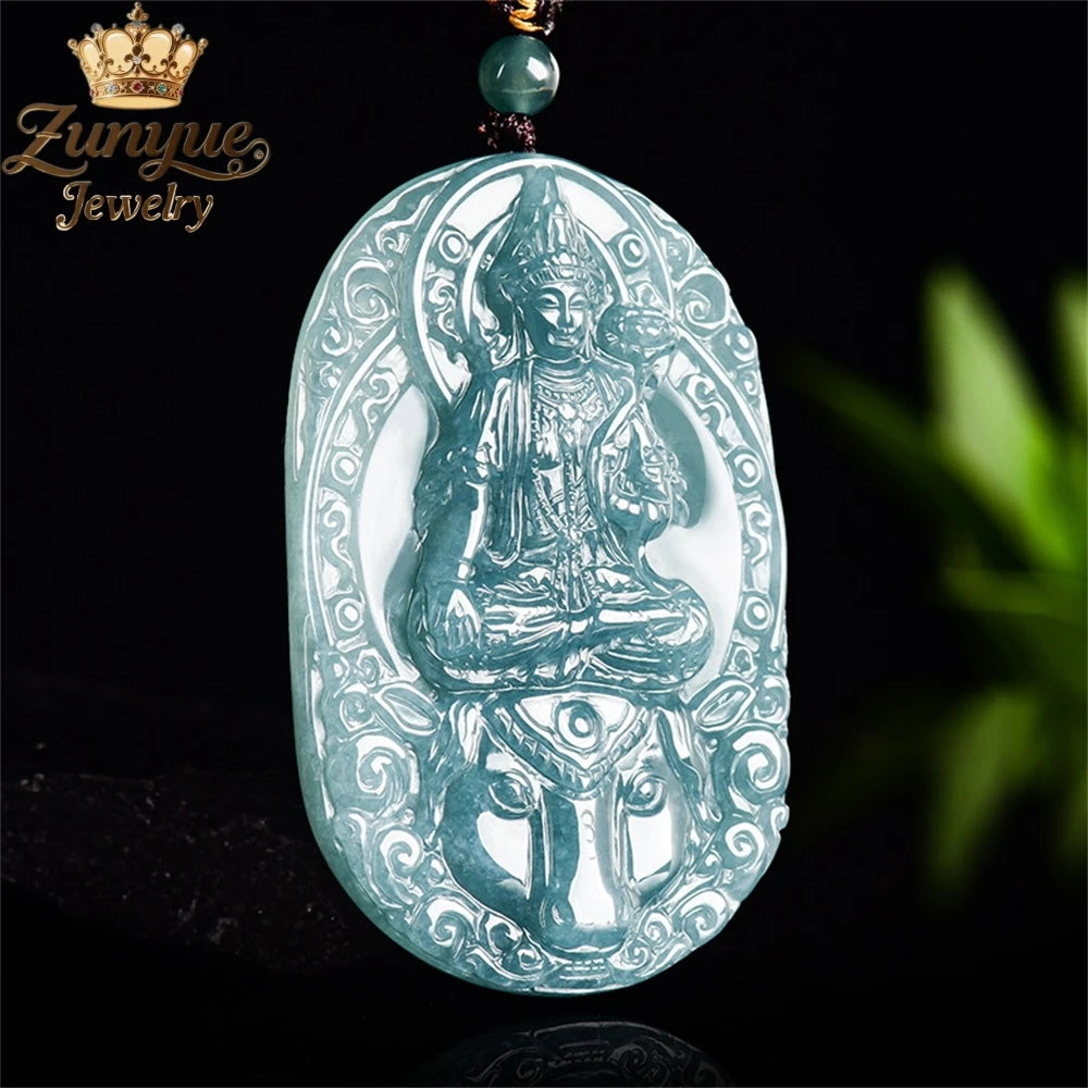 Blue Jadeite Bodhisattva Pendant-ToShay.org