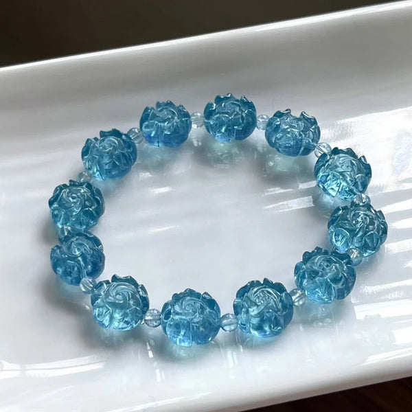Blue Aquamarine Flower Bracelet-ToShay.org