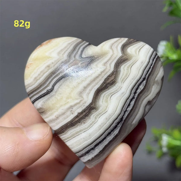 Black Yellow Stripe Calcite Heart-ToShay.org