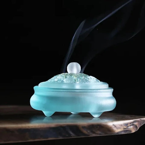 Ice Blue Glass Incense Burner-ToShay.org