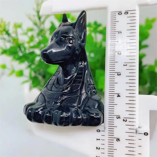 Black Obsidian Anubis Head Statue-ToShay.org