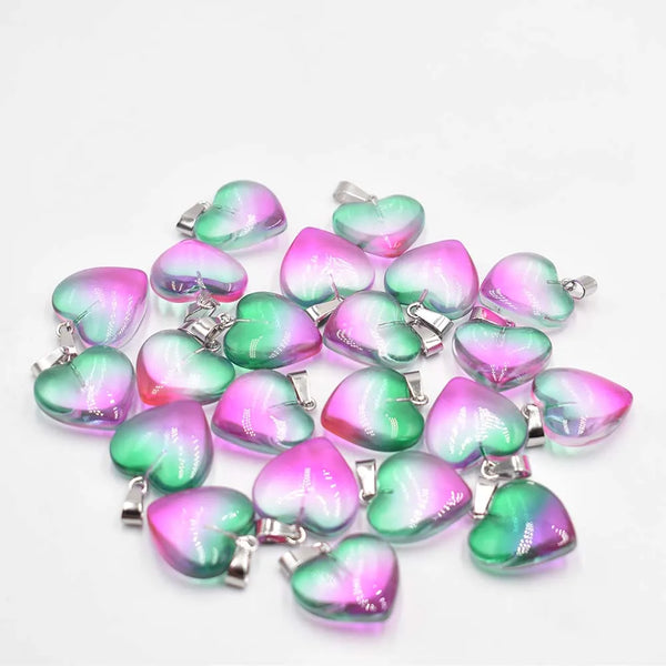 Mixed Glass Crystal Heart Pendants-ToShay.org