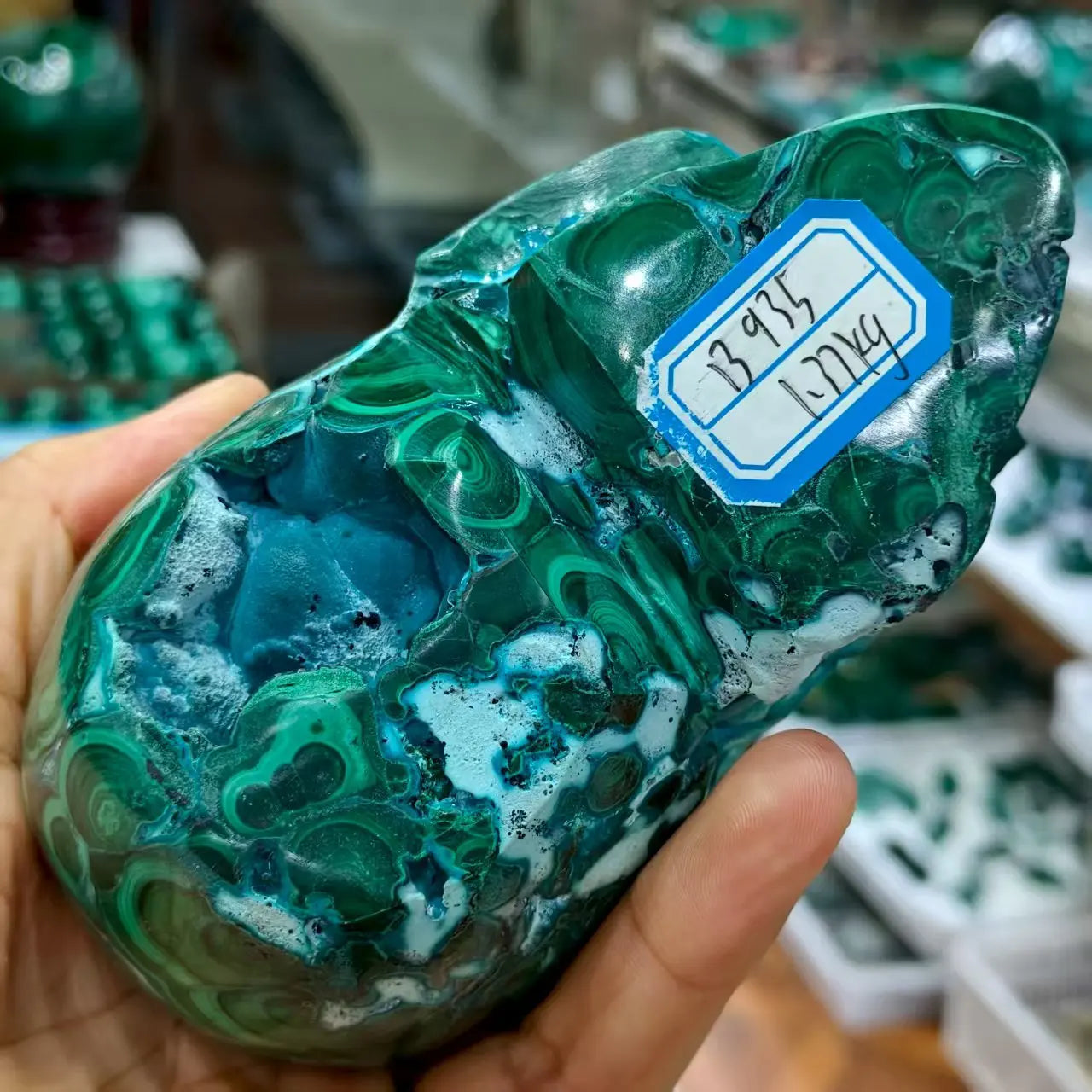 Natural Chrysocolla Crystal Quartz Hand-Carved Skull, For Spiritual Healing, As a Gift, For Decoration, For Meditation, For Feng-ToShay.org