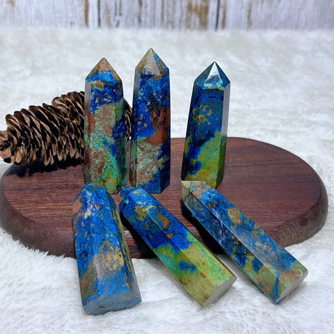 Blue Azurite Chrysocolla Point-ToShay.org