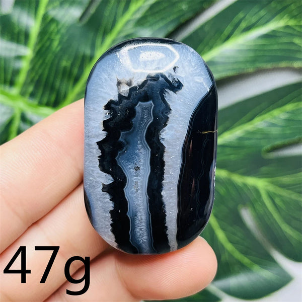 Black White Agate Palm Stone-ToShay.org