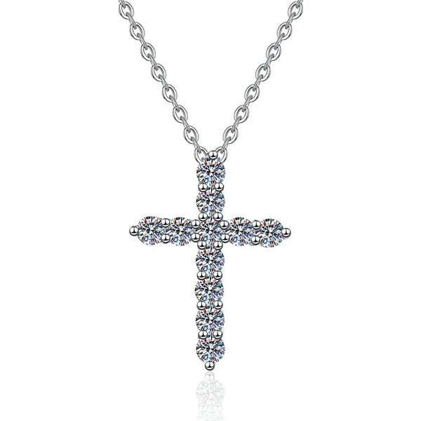 Silver Diamond Cross Pendant-ToShay.org