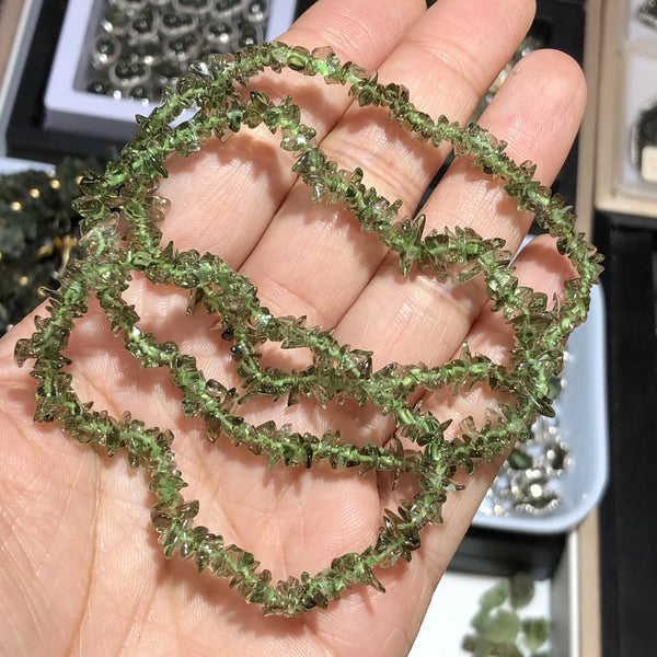 Green Moldavite Chip Beads-ToShay.org