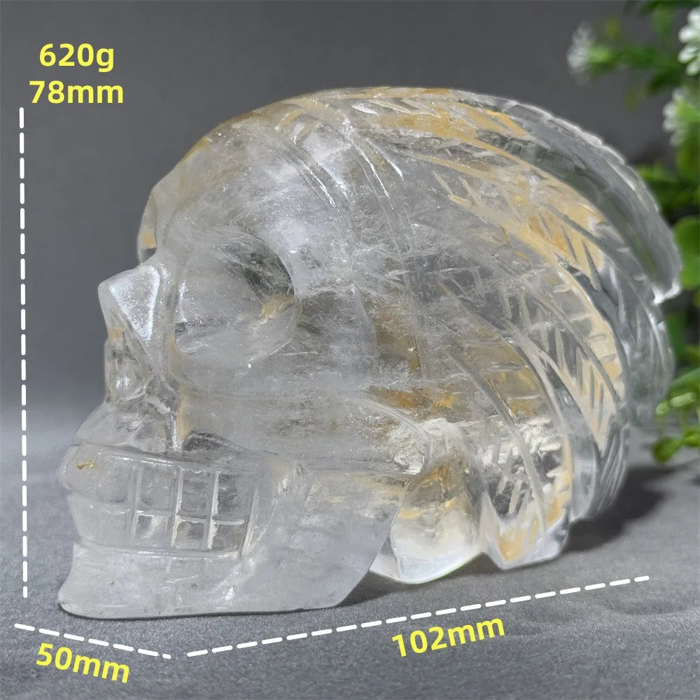Clear Crystal Feather Skull-ToShay.org