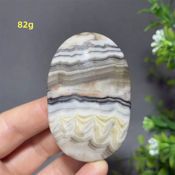 Grey Striped Calcite Palm Stone-ToShay.org