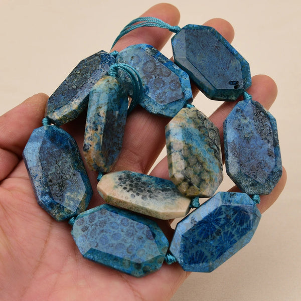 Blue Chrysanthemum Coral Beads-ToShay.org