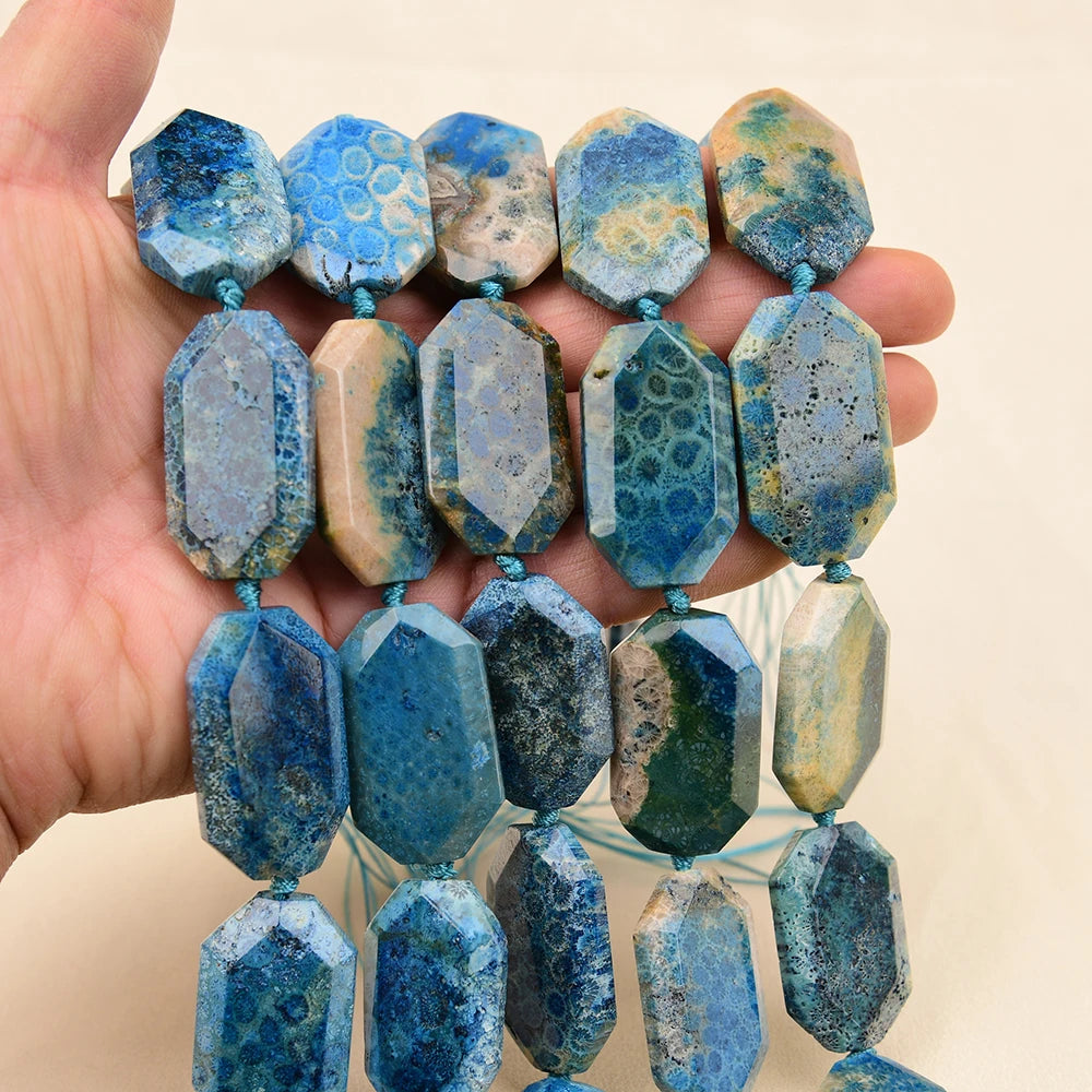 Blue Chrysanthemum Coral Beads-ToShay.org