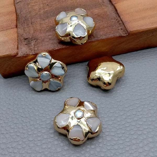 White Shell Flower Beads-ToShay.org