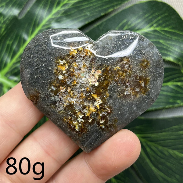 Yellow Chalcopyrite Agate Heart-ToShay.org