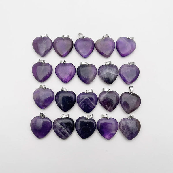 Purple Amethyst Heart Pendants-ToShay.org