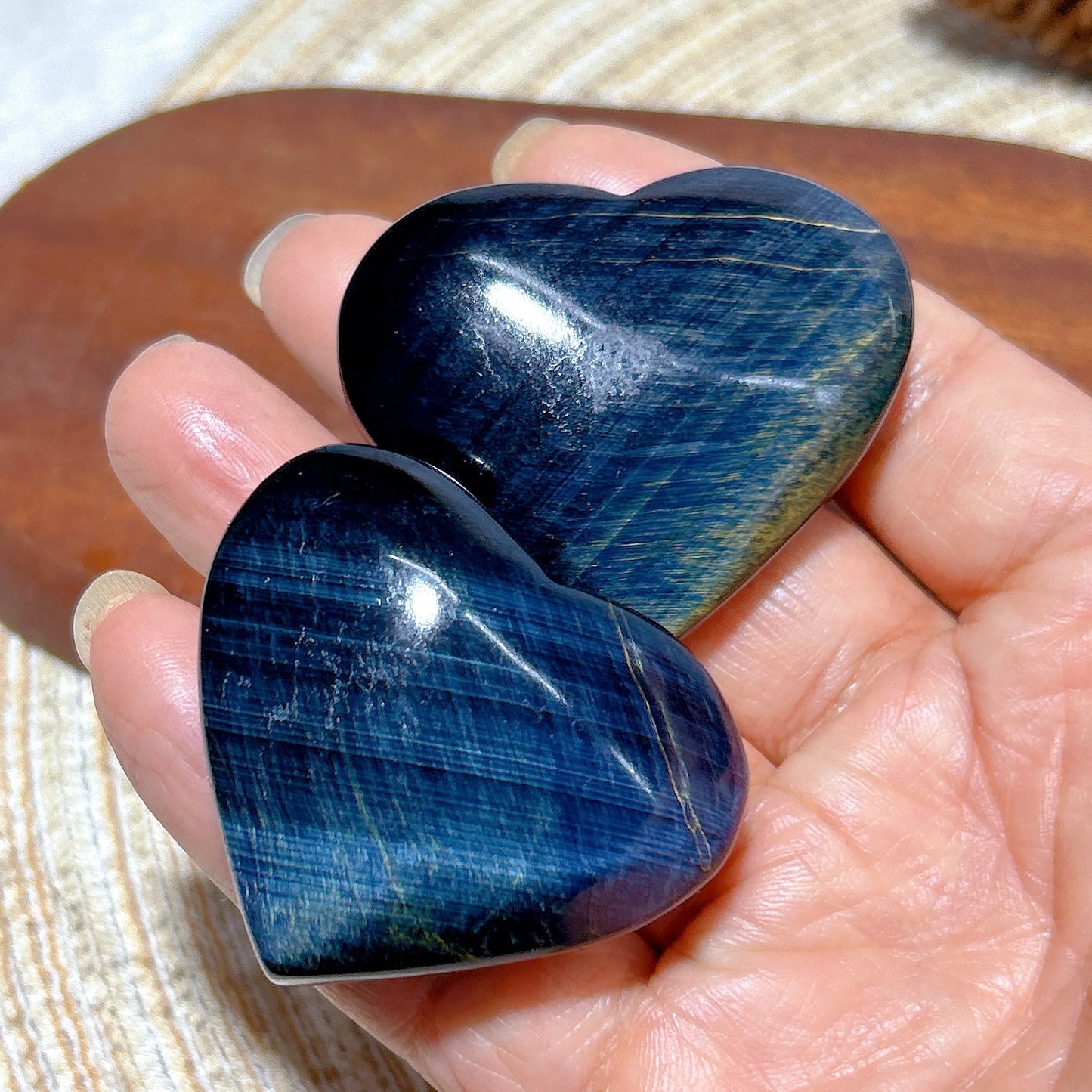 Blue Flash Tiger Eye Heart-ToShay.org