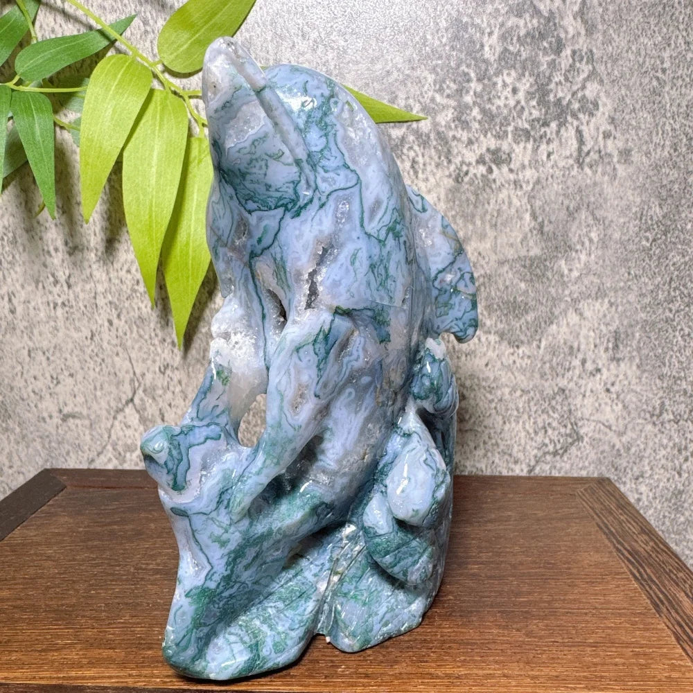 Green Moss Agate Dolphin-ToShay.org