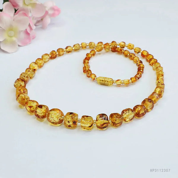 Yellow Amber Bead Necklace-ToShay.org