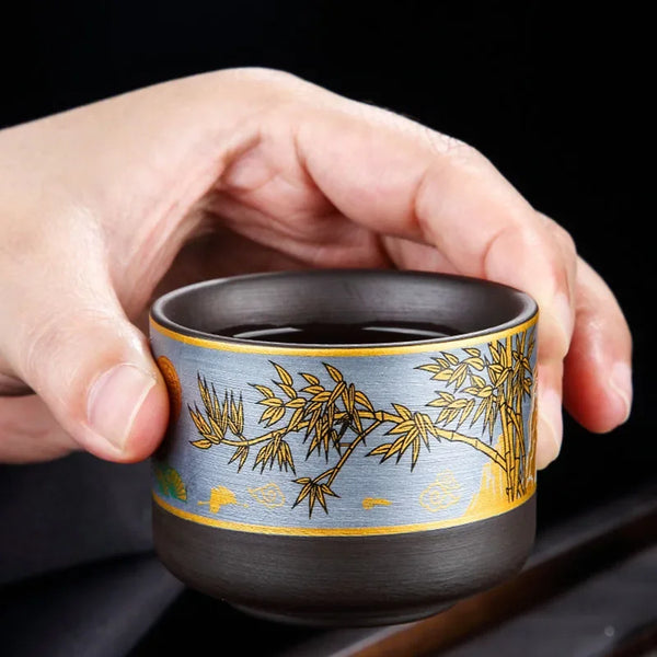 Black Ceramic Rotation Tea Sets-ToShay.org