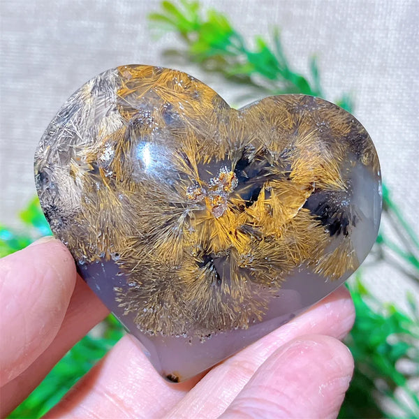 Yellow Hair Agate Heart-ToShay.org