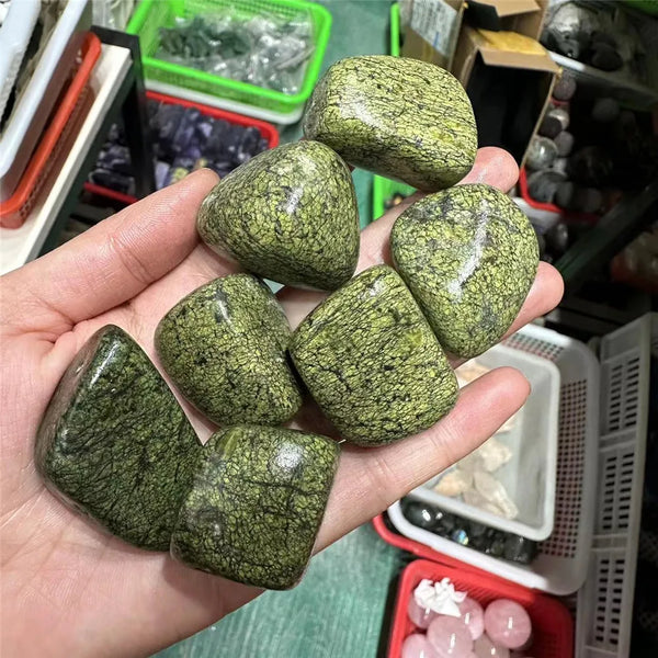 Green Serpentine Tumbled Stones-ToShay.org