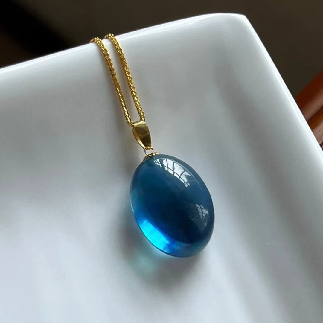 Blue Aquamarine Quartz Pendant-ToShay.org