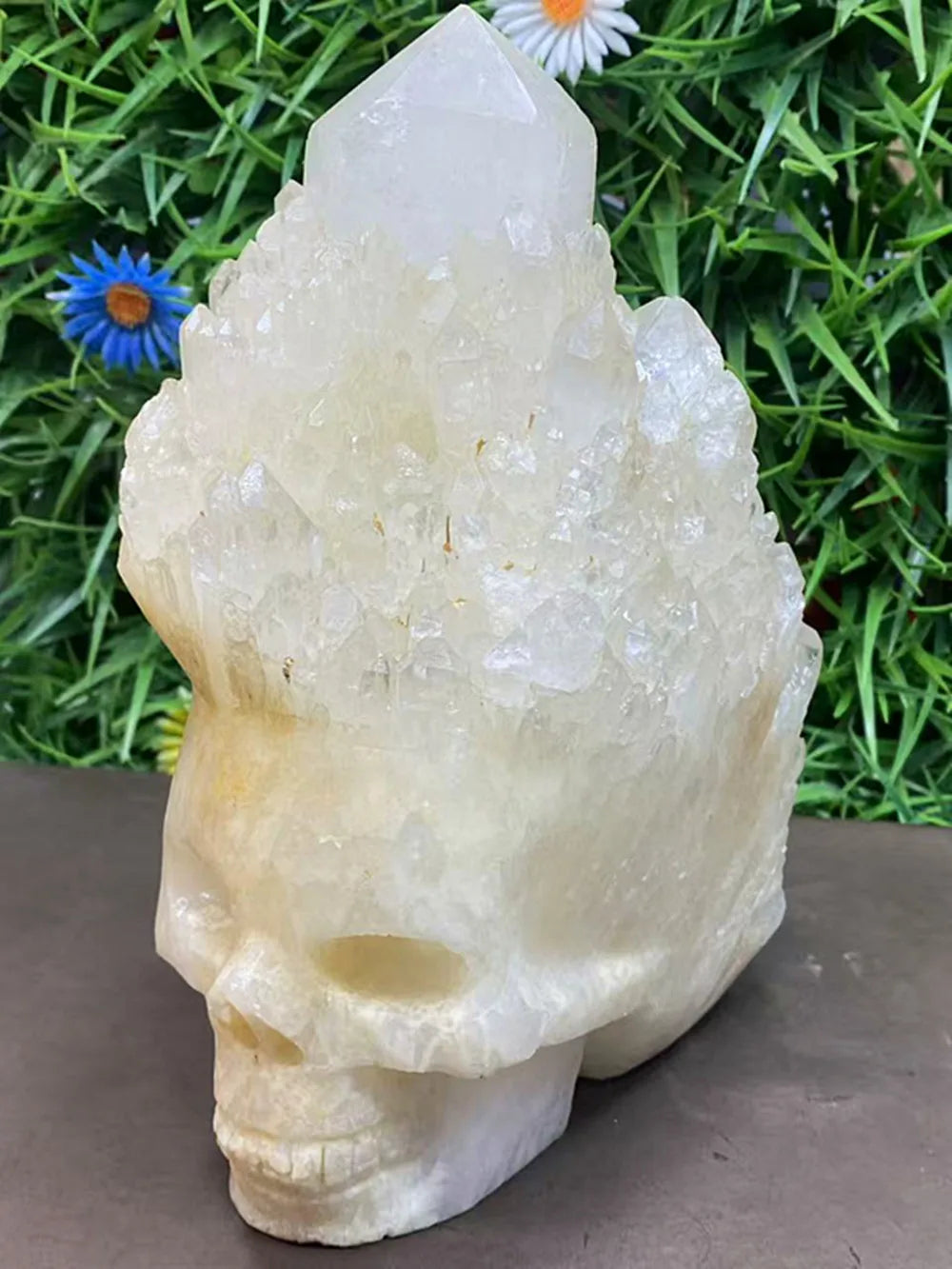 Natural quartz crystal white crystal crystal cluster hand-carved skull for home decoration as a piece of furniture-ToShay.org