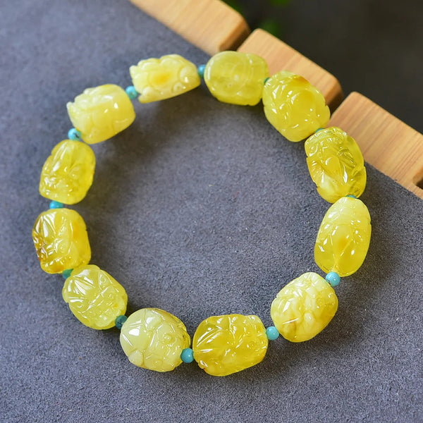Yellow Amber Pi Xiu Bracelet-ToShay.org