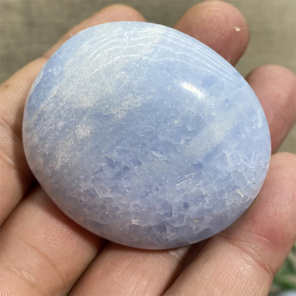 Blue Celestine Palm Stone-ToShay.org