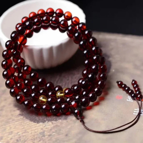 Red Amber Buddha Beads-ToShay.org