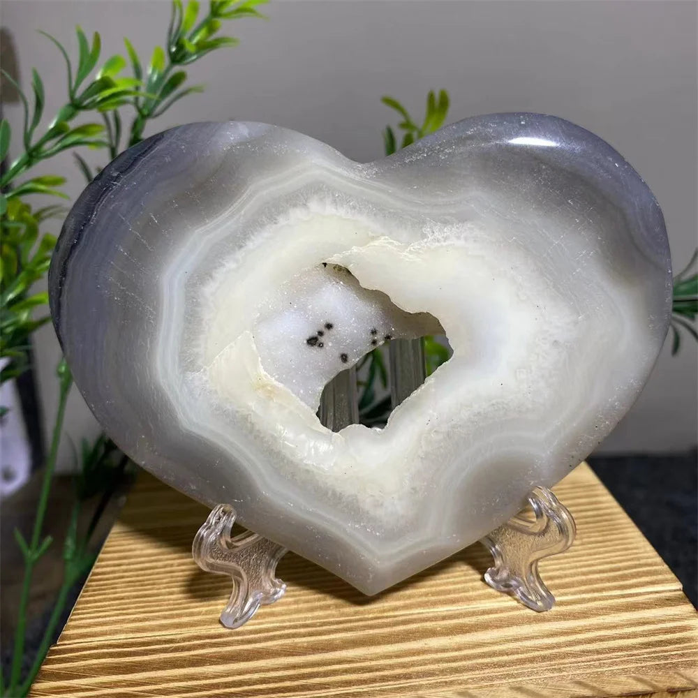 Grey Agate Geode Heart-ToShay.org