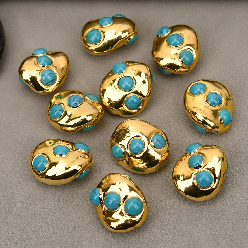 Blue Turquoise Gold Beads-ToShay.org