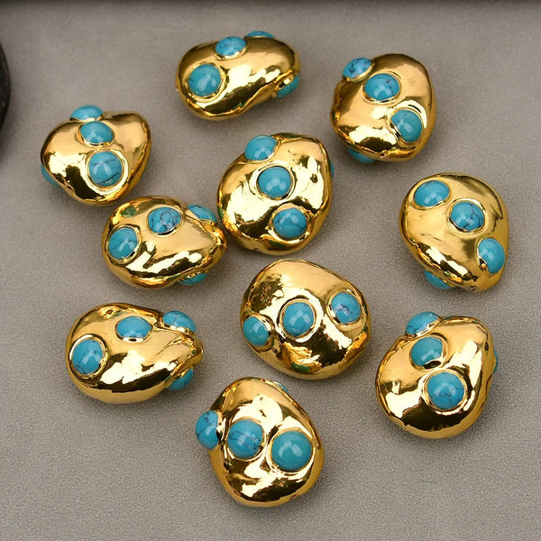 Blue Turquoise Gold Beads-ToShay.org
