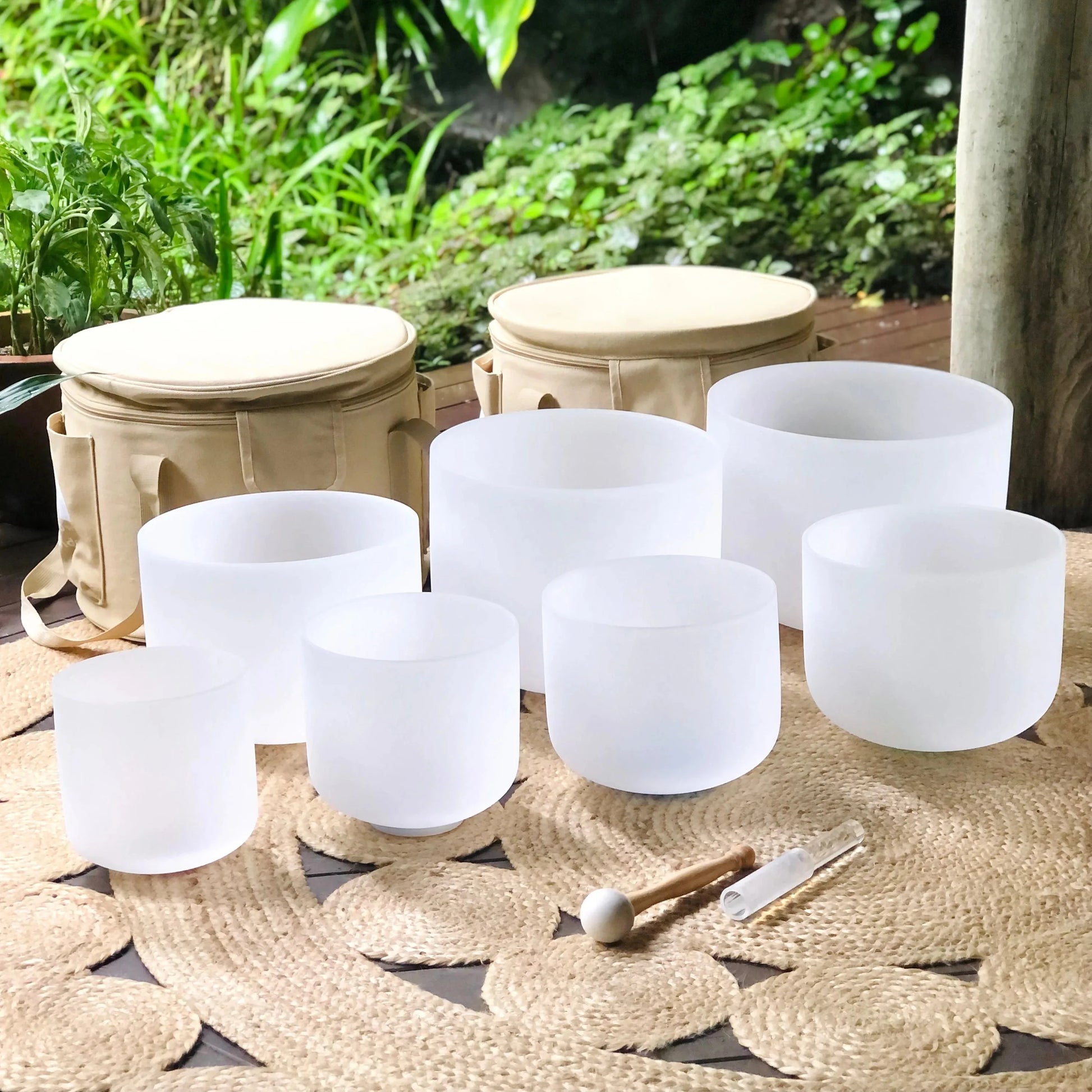 White Frosted Singing Bowls-ToShay.org