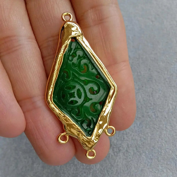 Green Jade Rhombus Charms-ToShay.org