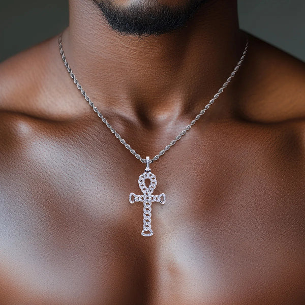 Silver Diamond Ankh Cross-ToShay.org